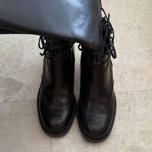 CHANEL runway leather boots